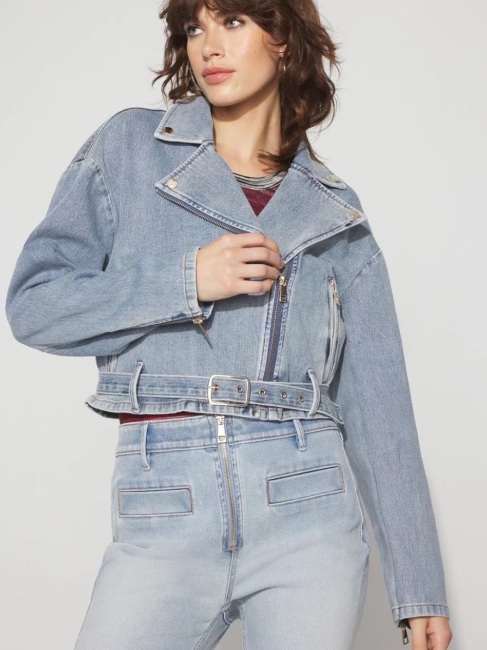 White House Black Market Denim Moto Jacket, Size M, NWT